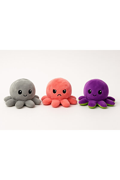 Store 3’lü Sevimli Çift Tarafli Ahtapot Peluş Seti