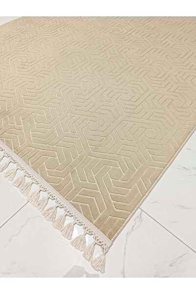 Tasseled Anti-Slip Floor Runner Aisle Kitchen Carpet Machine Washable BEIGE