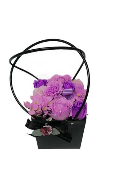 velve Ανθοσυνθεση με σαπουνόφουσκες και χάντρες, σε τετράγωνο κουτί, μωβ-λιλά...