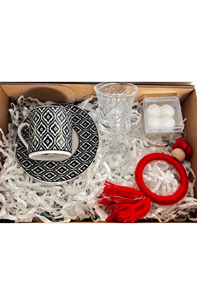 adin tasarım Single Cup Set 6 Pieces Christmas Coffee Cup Keychain Candle Cup Gift Set Black