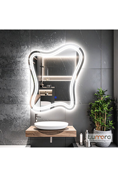 lumora mirror design Mariont Beyaz Led'li Lazer Kumlamalı Lavabo & Banyo Ayna...