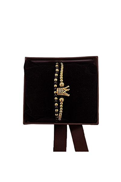 velve Queen set, two unisex bracelets, with stainless steel balls and zirconium crystals, Bracelets