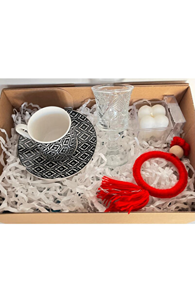 adin tasarım Single Cup Set 6 Pieces Christmas Coffee Cup Keychain Candle Cup Gift Set Black