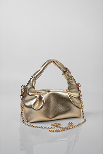 H&D COLLECTİON Geantă de mână și de umăr cu mini lanț galben auriu pentru femei