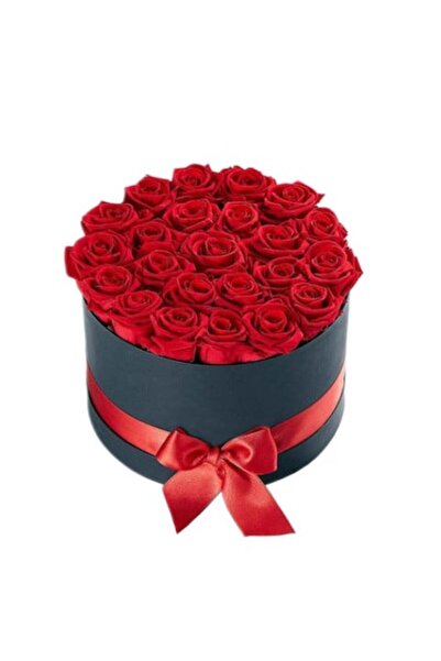 velve Red Passion floral arrangement, round black box, 15