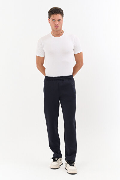 Shooter Sportswear Чоловічі зимові сині спортивні штани на блискавці з кишенями, з флісовою підкладкою, на резинці, три нитки