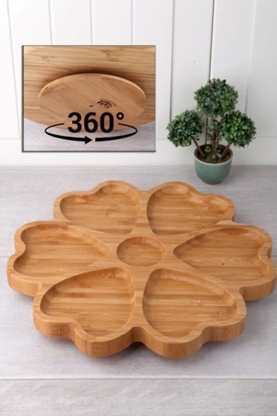 shopwave 7 Compartment Rotating Bamboo Presentation Plate -Kds3030