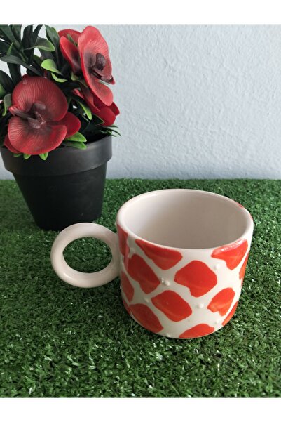 Home Coffee Cup with Orange Speckles