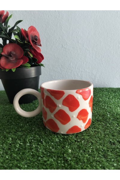 Home Coffee Cup with Orange Speckles
