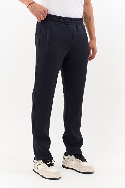 Shooter Sportswear Чоловічі зимові сині спортивні штани на блискавці з кишенями, з флісовою підкладкою, на резинці, три нитки