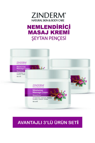 zinderm Masaj Kremi Şeytan Pençesi Özlü 125 ml (3 x 125 ml)