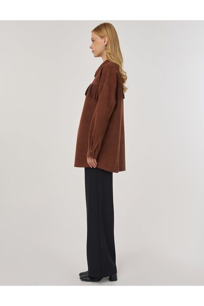 Kayra Μπουφάν από καστόρι με λεπτομέρεια με φούντα Camel