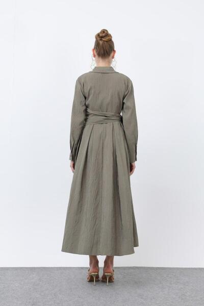 Puane Shirt Collar Women's Linen Dress 20661