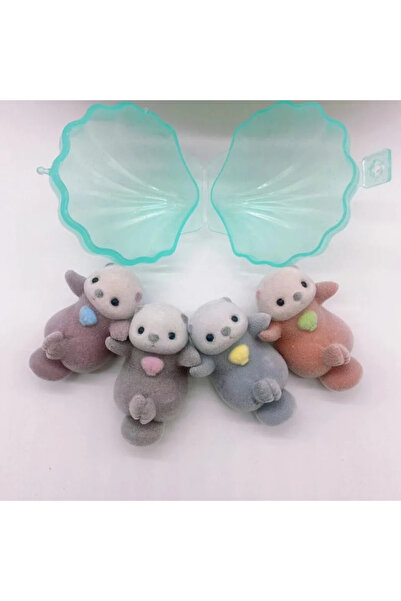 Choice1 4pcs Genuine YELL Gashapon Capsule Toy Flocking Hand in Hand Otter Kawaii Animals Figures Model Toy