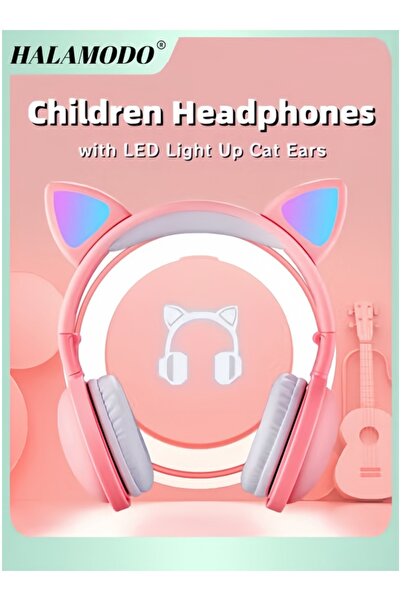 HALAMODO Wireless Bluetooth Cat Ear Headphones 5.0 Stereo Headset with Immersive Sound Over-Ear Design