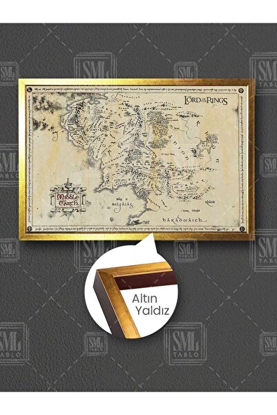 SML TABLO Yüzüklerin Efendisi Orta Dünya Haritası Lord Of The Rings Middle Ea...