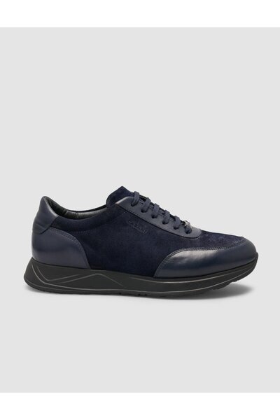 Cabani 100% Genuine Leather Navy Blue Suede Detailed Sports Shoes