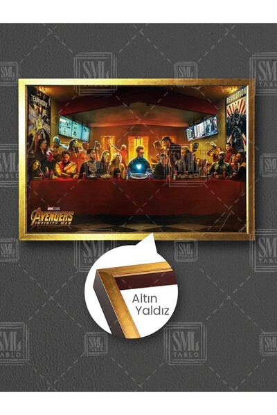 SML TABLO Son Akşam Yemeği Süper Kahramnalar Last Dinner Marvel Art Çerçeveli...