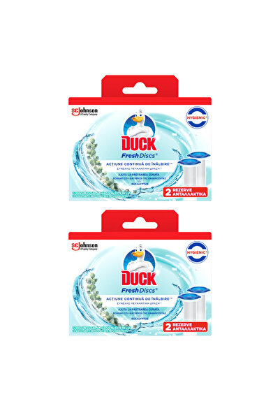 DUCK Set 2x Odorizant rezerva gel Fresh WC Twin 12 Discuri, Eucalipt, Prospet...
