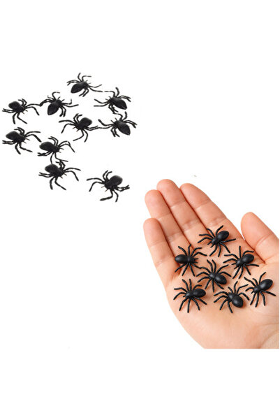 zola Set 10 Decorative Spiders, Zola, for Halloween, PVC, 3 x 3 cm, Black