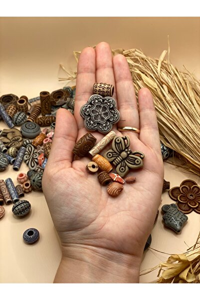 Fiolimore Akrilik Boncuk (50 Gram 80-95 Adet) Farklı Desen-Farklı Ölçü-Karışık-Aksesuar-Renkli-Çeşit