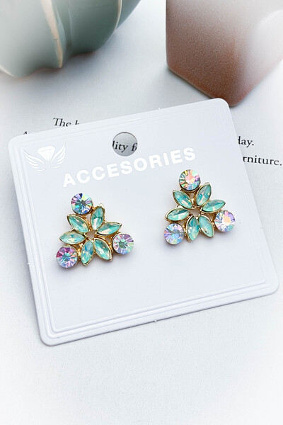 roshel Stone Lotus Flower Earrings