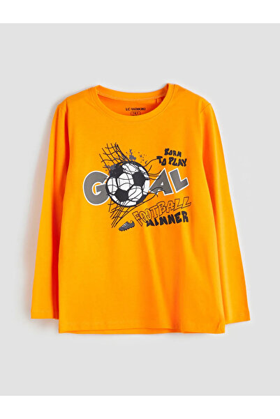 LC Waikiki Set de pijamale pentru băieți cu gât portocaliu LCW Kids