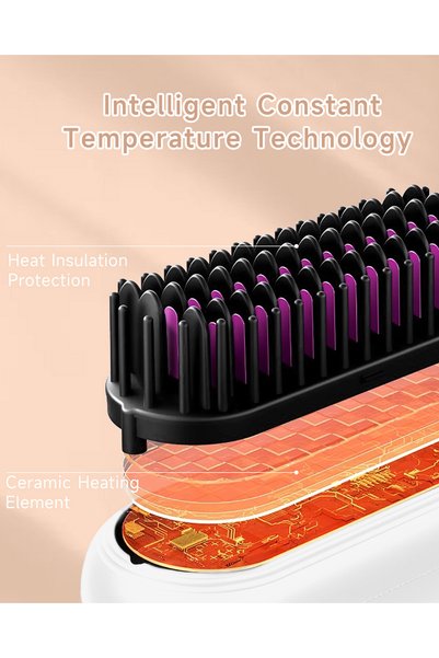 BOMIDI Cordless Hair Straightener Brush - White