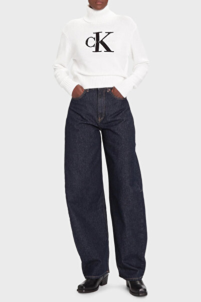 Calvin Klein Logolu Pamuklu Relaxed Fit Balıkçı Yaka Kazak LV047D354GYAA KAZAK LV047D354G YAA