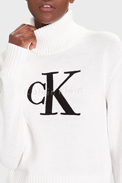 Calvin Klein Logolu Pamuklu Relaxed Fit Balıkçı Yaka Kazak LV047D354GYAA KAZAK LV047D354G YAA