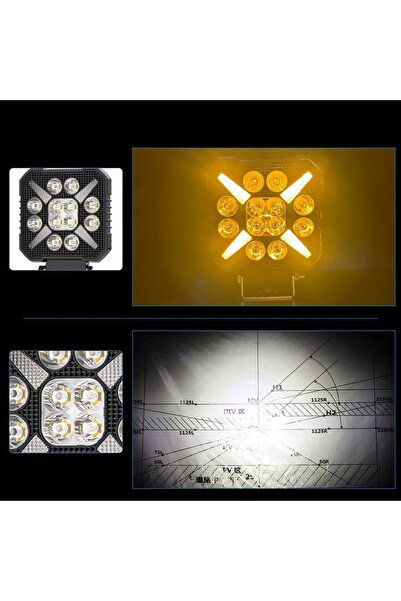 DEKOHOP Kamyon İş Makinesi Tepe ve Tampon Çalışma Lambası ve Sis Farı 4 inç 12-24V Gündüz Led DRL Sarı