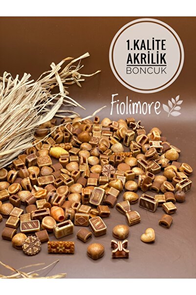 Fiolimore Akrilik Boncuk (50 Gram 105-120 Adet) Farklı Desen-Farklı Ölçü-Karışık-Aksesuar-Renkli-Çeşit
