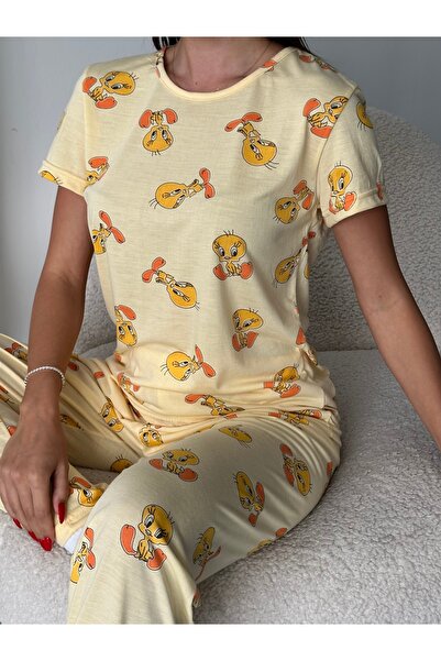 ELİBELLA Kadın Pamuklu Likralı Pijama Takımı