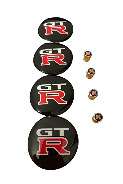 İKTUNING NİSSAN GTR LOGOLU 56 MM DAMLA JANT GÖBEK STICKER VE 4 ADET LOGOLU AL...