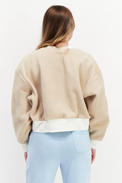 adidas Women Sportswear Fit Long Sleeves Outdoor Sweatshirt, Beige