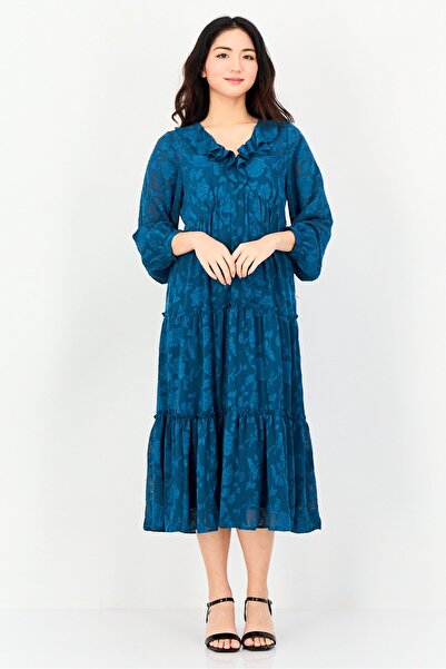 ORSAY Women Floral Print Maxi Dress, Teal Blue