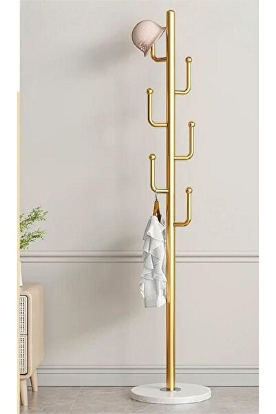 ORIAN علاقة معاطف معدنية عصرية بـ 10 خطافات - ذهبي وأبيض، 35 سم 35 سم 180 سم