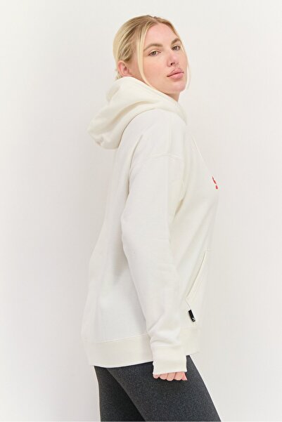 Puma Women Relaxed Fit Embroidered Outdoor Sweatshirts, Off White