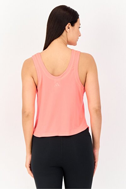 adidas Women Regular Fit Brand Logo Sleeveless Training Tank Top, Coral