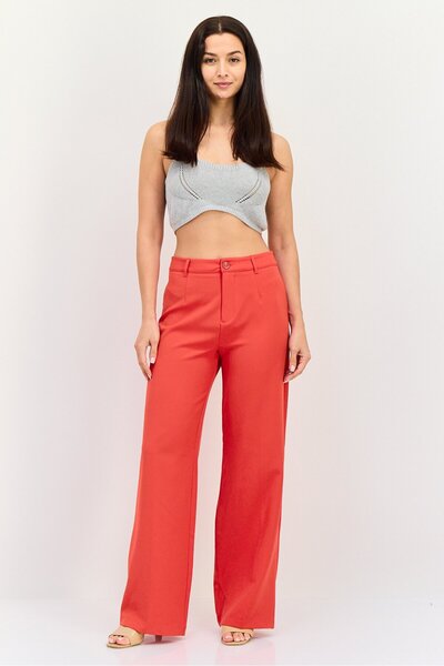 Don't Call Me Jennyfer Women Regular Fit Solid Dress Pants, Red