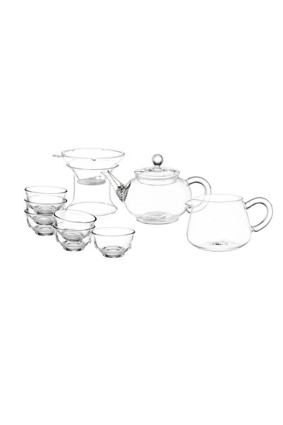 ORIAN طقم شاي صيني زجاجي مقاوم للحرارة، مكون من 10 قطع