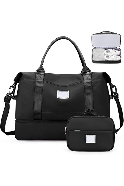 zola Sports travel bag and duffel bag set, waterproof Oxford, shoe compartment, black