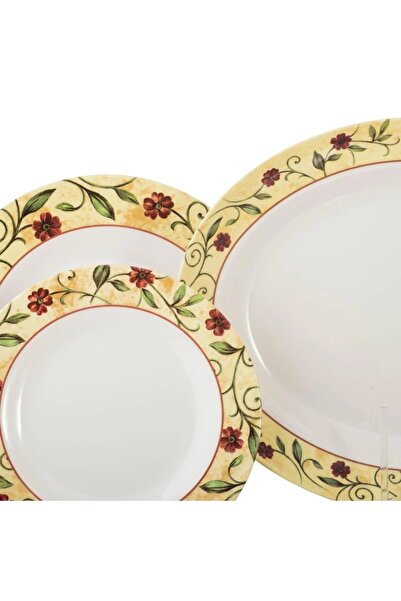 ORIAN 32-piece melamine dinner set with a rose pattern