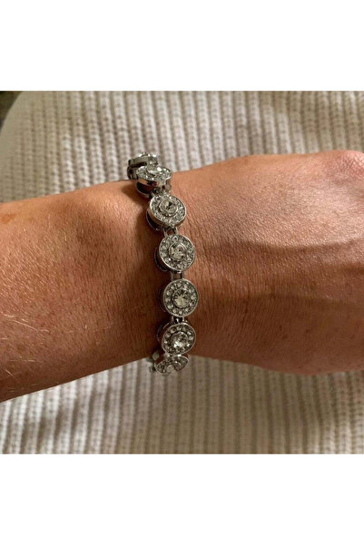 Pursehuit Brățară de tenis de lux, culoare argintie, cu pietre, Chelsea C9