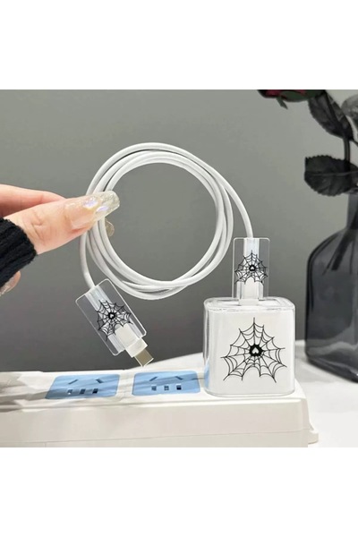 Choice WHITE 3-Piece set Charger Spider Case For Apple IPhone 18W 20W Transparent Data Wire Winder Cable Pr