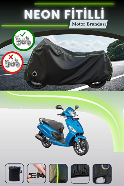 Cemku Shine Siyah Arka Çanta ve Kilit Uyumlu Neon Fitilli Hero Dash 125 Uyuml...