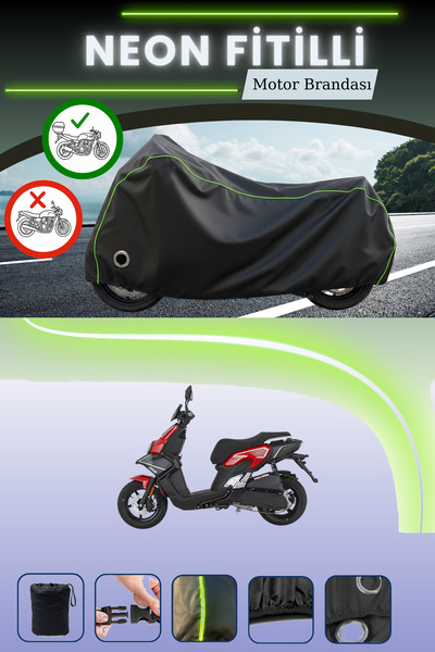 Cemku Shine حقيبة خلفية سوداء وقماش مطاطي متوافق مع قفل نيون مونديال 125 سكوت...