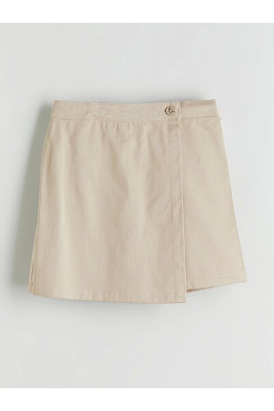 LC Waikiki Lcw Kids Beige Basic Gabardine Girls' Shorts Skirt