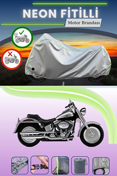 Cemku Shine حقيبة خلفية رمادية اللون ومتوافقة مع قماش المحرك المتوافق مع نيون فايت هارلي ديفيدسون فات بوي FLSTFI