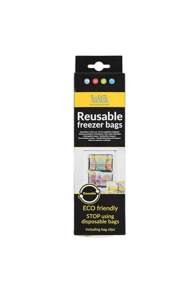 NoStik Freezer Bags 1DDD426, 4pcs, 17x24 cm, With zipper, Reusable, Colorless